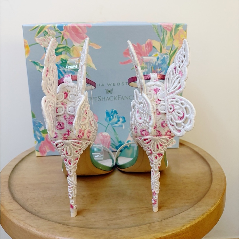 New Sophia Webster x LoveShackFancy Chiara Butterfly Heels - Picture 12 of 13